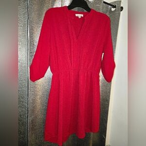 Monteau Los Angeles Red Elastic Waist Pullover Dress, Knee Length Size  XL